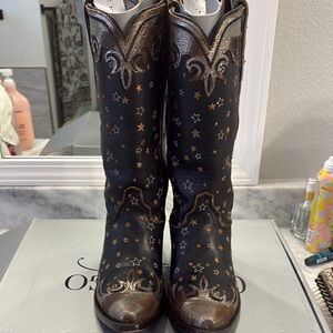 Old Gringo Black and Gold Star Cowboy Boots